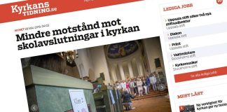 Kirkossa järjestettävistä koulun päättäjäisistä ei jakseta enää kohista Ruotsissa, osoittaa kysely rehtoreille