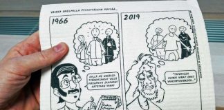 Nuorisotyönohjaajat jakavat kirkolliskokoukselle tiskirättejä, ettei tarvitse ihmisillä pöytää pyyhkiä