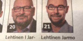 Kaksi yhden hinnalla, kampanjoivat tamperelaiset ehdokkaat Jarmo Lehtinen ja Jarmo Lehtinen
