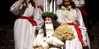 Marttyyrineito Lucia tuo valoa vuoden pimeimpään aikaan