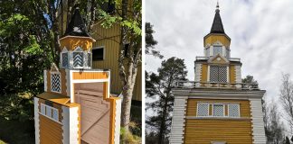 Tamperelaisen Pekka Ketolan roskakatoksen mallina on Kuortaneen kirkon kellotapuli