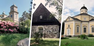 kuvakollaasi jossa kolme kirkkoa vierekkäin