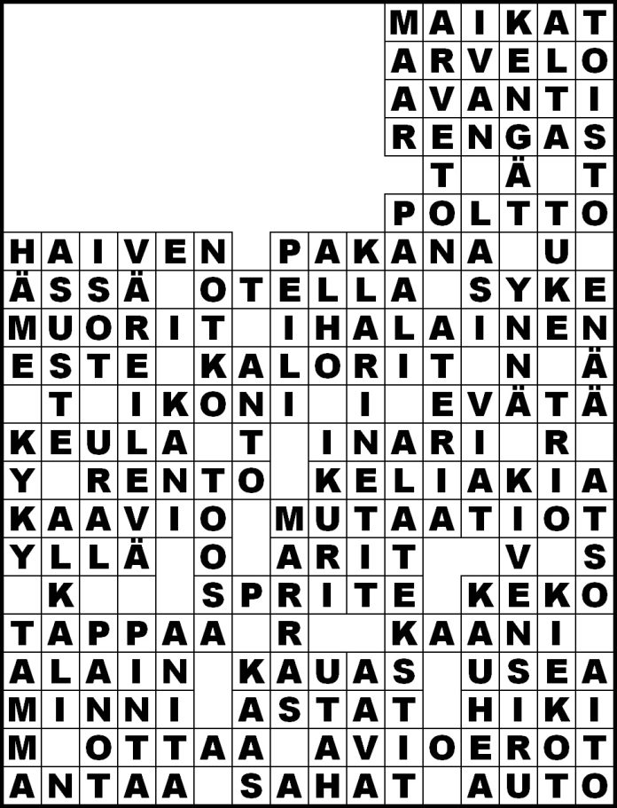 Ristikon ratkaisu.