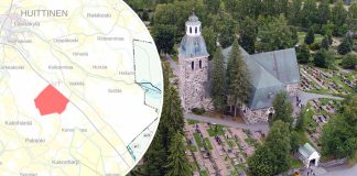 Kirkkoneuvoston jäsenten esteellisyys kaatoi tuulivoimakaavan Huittisissa kuvakollaasi, jossa huittisten kirkko ja kaavakartta