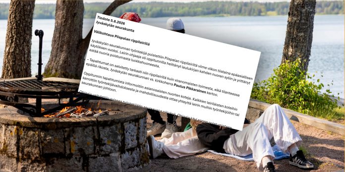 Jyväskylän tiedote Kuvakollaasi, jossa taustakuvassa nuoria ja päällä seurakunnan tiedote