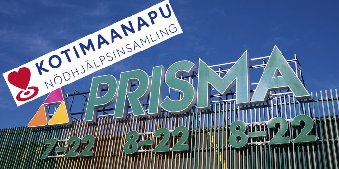 S ja Kotimaanapu Kuvassa Kotimaanavun ja Prisman logot.